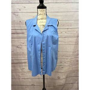 D&Co XL blue sleeveless button‎ down